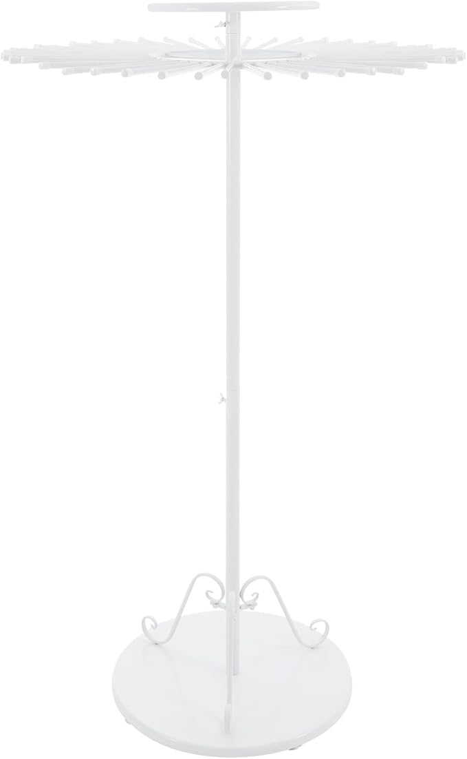 Scarf Display Stand 45-Arm Scarf Holder Organizer Freestanding Scarf Hanger 360° Rotating Rack for Home and Clothing Store (White, 45 Rods)