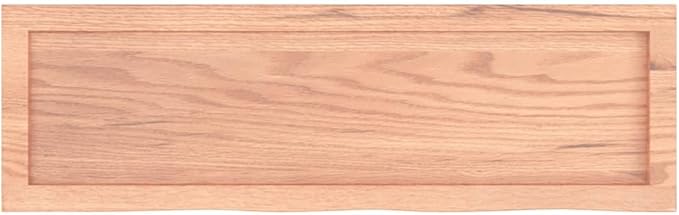 vidaXL Bathroom Countertop in Light Brown, Handmade Solid Oak Wood with Live Edge, Pre-Treated, Versatile for Various Bases, 39.4"x11.8"x0.8"-2.4"