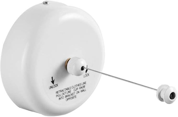 BESy Retractable Clothesline SUS304 Stainless Steel Clothes Dryer with Adjustable Stainless Steel Rope String Hotel Style Heavy Duty,9.2 Feets,White Finish, Round Style