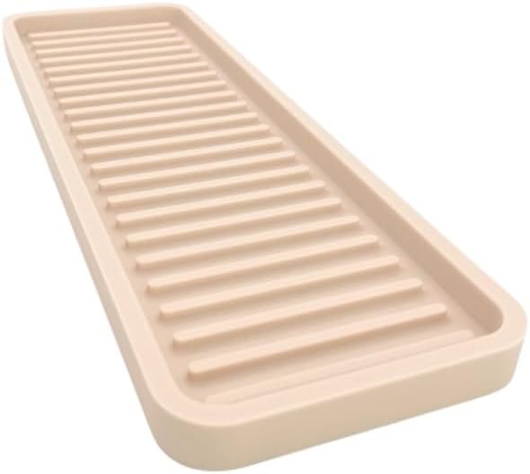 Happitasa Silicone Kitchen Sink Organizer Tray, Sponge Holder and Countertop Protector | Bathroom and Kitchen Soap Dish and Dispenser Tray (Sand Dollar, 12"x4")
