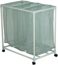 3 Bag Mesh Rolling Laundry Sorter Cart, Soft Silver –Detachable Net Bag, Tool-free Assembly
