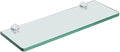 SAYAYO Floating Glass Shelves for Bathroom, 15 x 5 Inch Chrome Tempered Glass Shelf for Wall 1 Pack, Clear