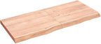 vidaXL Handmade Bathroom Countertop in Treated Solid Oak with Live Edge - Versatile Use as Vanity/Desk/Table Top - Ready-to-use Light Brown Finish, 55.1"x23.6"x(0.8"-2.4")