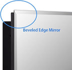 DYLLOR Black Plastic Medicine Mirror Cabinet for Bathroom with 16 x 26 inch Beveled Edge Mirror, Recessed and Surface Mount