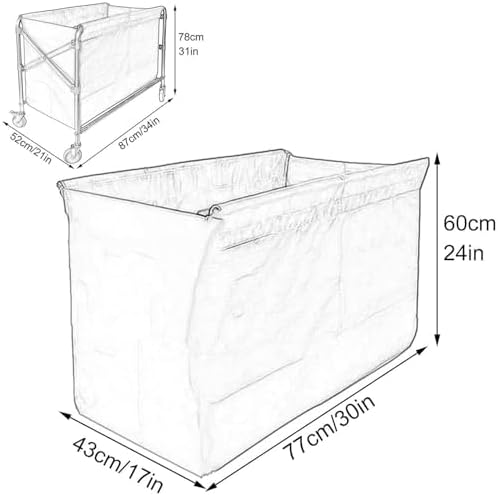 Removable Laundry Cart Liner Bag - Durable Ox Cloth Storage for Rolling Basket - Heavy-Duty, Waterproof, Easy-Clean Laundry Organizer - Perfect for Home & Travel