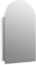 Kohler 36540-NFC-NA Verdera® Medicine Cabinet, Arched Design, Left-Hinged, Frameless Mirror Medicine Cabinets, Mirrored Interior, Adjustable Glass Shelves, 20 in. W x 34 in. H, Rustproof Aluminum