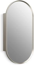 Kohler 35573-BNL Verdera® Framed Medicine Cabinet Mirror, Capsule Design, Mirrored Interior, Bathroom Cabinet, Adjustable Glass Shelves, Rustproof Aluminum, 15 in. W x 30 in. H, Brushed Nickel