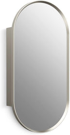 Kohler 35573-BNL Verdera® Framed Medicine Cabinet Mirror, Capsule Design, Mirrored Interior, Bathroom Cabinet, Adjustable Glass Shelves, Rustproof Aluminum, 15 in. W x 30 in. H, Brushed Nickel