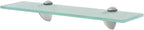 Floating Shelves 2 Pack, Tempered Glass Wall 15.7x3.9 Inches, Modern Bathroom Shelves with Heavy Duty Brackets for Living Room Bedroom Decor, 22lb Load Capacity, Easy Mounting Hardware Included