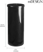 mDesign Plastic Floor Stand Toilet Paper Organizer with Cover, 3-Roll Space-Saving Tissue Storage for Bathroom - Fits Under Sink, Vanity, Shelf, in Cabinet, Corner - Aura Collection - Black