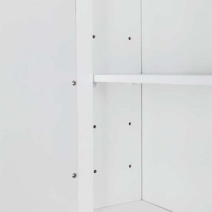 Karl home Wooden Medicine Cabinet White Wall Mounted Bathroom Cabinet with Single Mirror Door & Adjustable Shelves for Bathroom, Living Room, Entryway