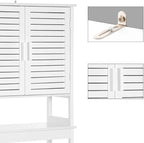 SONGMICS Over The Toilet Storage Cabinet, Bathroom Cabinet with Adjustable Inside Shelf and Bottom Stabilizer Bar, Space-Saving Toilet Rack, Cloud White UBTS010W01