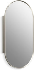 Kohler 35574-BNL Verdera® Framed Bathroom Medicine Cabinet with Mirror, Capsule Design, Mirrored Interior, Adjustable Glass Shelves, Rustproof Aluminum, 20 in. W x 40 in. H, Brushed Nickel