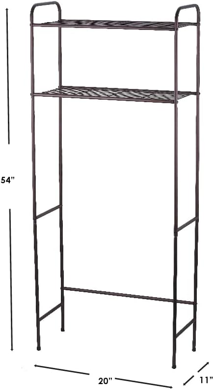 Home Basics 2 Tier Over The Toilet Bathroom Space Saver, Metal Bathroom Shelf Storage Unit, Anti-rust (Bronze)