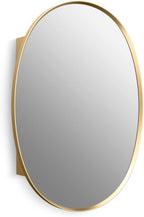 Kohler 35571-BGL Verdera® Bathroom Medicine Cabinet with Mirror, Oval Design, Mirrored Interior, Adjustable Glass Shelves, Rustproof Aluminum, 24 in. W x 34 in. H, Moderne Brush Gold