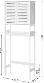 SONGMICS Over The Toilet Storage Cabinet, Bathroom Cabinet with Adjustable Inside Shelf and Bottom Stabilizer Bar, Space-Saving Toilet Rack, Cloud White UBTS010W01