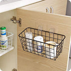 3 Set LeleCAT Adhesive Over the Cabinet Door Wire Baskets for Organizing for Kitchen Food Pantry Bathroom Shelf Storage No Drilling Wall Mounted,Black