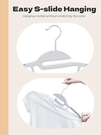 HOUSE DAY Heavy Duty Plastic Hangers 100 Pack, Grey Slim Clothes Hangers Space Saving, Durable S-Shaped Non Slip Coat Hangers with Rubber Pads, 360° Swivel Hook, Ideal for for Shirt, Suit, Pant, Skirt