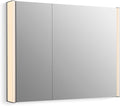Kohler 81146-SLE-DA1 Maxstow Frameless Two-Door Medicine Cabinet Mirror with Lights, LED Light, Mirror Door & Staggered Shelves, Rectangular Frame, 32 in. W x 24 in. H