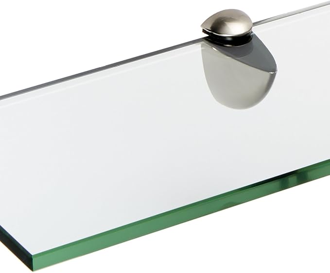 Spancraft Glass P-6x36-Brushed Steel Peacock Glass Shelf, Brushed Steel, 6" x 36"