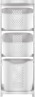 Laundry Basket Holder, 3-Tier Laundry Hamper Sorter with Wheels, Rolling Laundry Hamper Cart for Kitchens, Bathrooms, Bedrooms