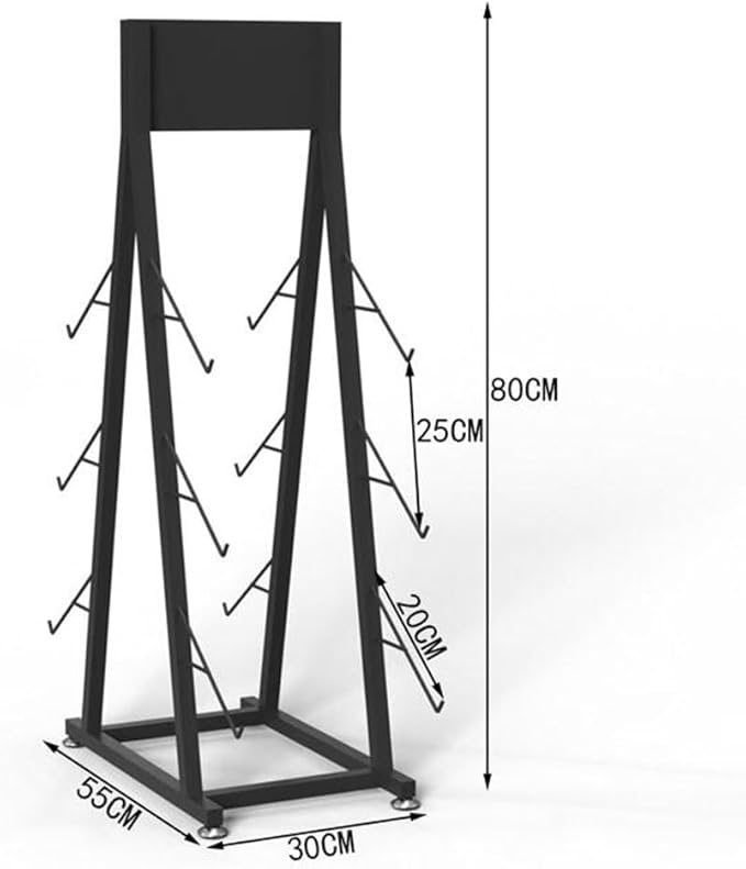 Heavy-Duty Metal Snowboard & Ski Storage Rack - Double-Sided Floor Display Stand for Garage/Shop, Black, 30x55x80cm, Organize Your Gear Efficiently!