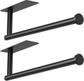 Paper Towel Holder Under Cabinet 2 Pack, Under Counter Paper Towel Holder Wall Mount with Self Adhesive and Screws for Kitchen, Bathroom, RV(Stainless Steel, Black)