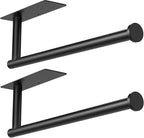 Paper Towel Holder Under Cabinet 2 Pack, Under Counter Paper Towel Holder Wall Mount with Self Adhesive and Screws for Kitchen, Bathroom, RV(Stainless Steel, Black)