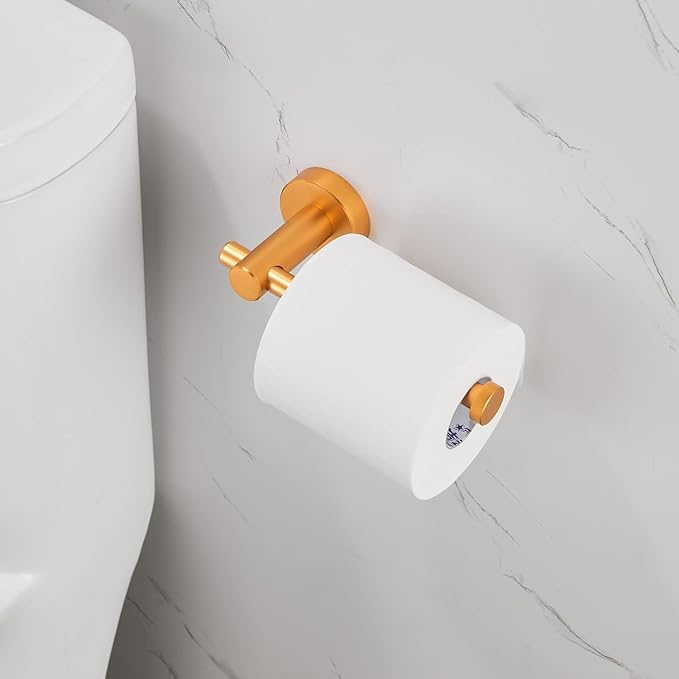 Golden Toilet Paper Holder, Wall Mount Toilet Paper Roll Holder for Bathroom, Washroom, Bathroom Hardware