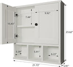 WPC Bathroom Cabinet Wall Mounted with Adjustable Shelf,Medicine Cabinet Organizer for Bathroom and Laundry, White