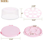 Cake Container - Cake Carrier with Lid and Handle， BPA-Free Cake Holder for 10 inch Cake with 2 Handles Cupcake Carrier - Plastic Cover Two Sided Base for Transport Pies Nuts Fruit Perfect Gifts