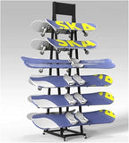 Heavy-Duty Metal Snowboard & Ski Storage Rack - Double-Sided Floor Display Stand for Garage/Shop, Black, 30x55x80cm, Organize Your Gear Efficiently!