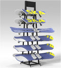 Heavy-Duty Metal Snowboard and Ski Storage Rack, Double-Sided Floor Display Stand for Garage or Shop, Black, 30x55x130cm - Durable Parking Solution for Winter Gear