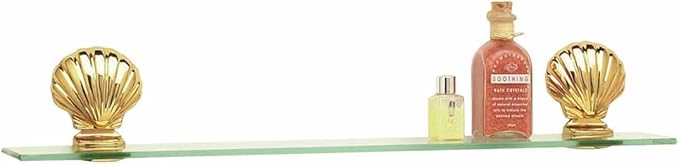 Bathroom Glass Shelf Bright Brass Brackets 23 5/8" L | Renovator's Supply