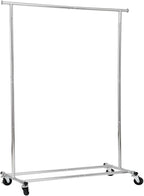 DRM Folding/Collapsible Clothing/Garment Rack,250 lbs Heavy-Duty Rolling Clothes Organizer Rack,Chrome