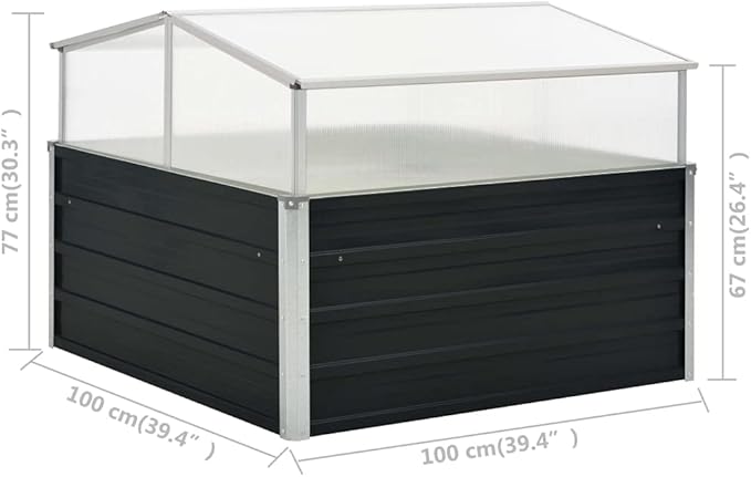 Modern Anthracite Greenhouse with Polycarbonate Panels, Galvanized Steel Frame for Outdoor Herb, Vegetable, and Flower Gardening