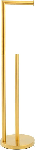 Toilet Paper Holder - Free Standing Gold Toilet Paper Roll Holder with Weighted Base - Stainless Steel Bathroom Tissue Paper