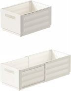 2 Pack Expandable Plastic Storage Boxes, Multi-Purpose Folding Organizer, Drawer Storage Divider For Bedroom, Kitchen And Snack Storage (L)