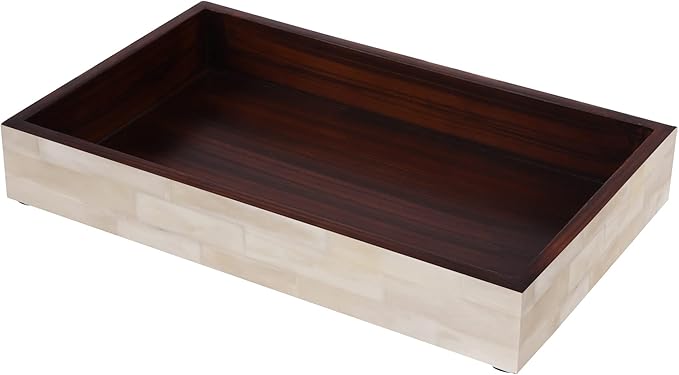 Handicrafts Home White 10x6 Bathroom Tray, Small Vanity Tray Handmade Rectangular Vanity Organizer for Bathroom Countertop, Perfume & Jewelry Tray,Guest Towel Holder, Decorative Napkin Holder