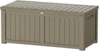 Outdoor Storage Box Waterproof, 150 Gallon Lockable Resin Deck Box Large, Patio Storage Bin for Pool Accessories Cushion Furniture, Garden Tools, UV-Resistant Outside Delivery Grey