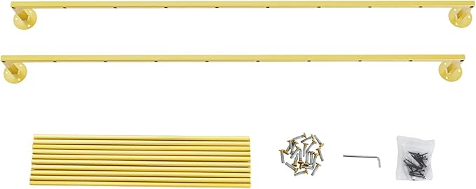 Wall Mounted Scarf Rack,Wall Display Rack,10 Layer Towels Storage Rack,Wall Wrapping Paper Ribbon Organizer,Silk Scarves Hijab Hanger for Flower Shop Retail Store (Gold)