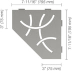 Schluter Pentagonal Corner Shelf for Tiled Walls - Curve Design, Aluminum Material, Stone Grey Finish, 3/32" Thick Anchoring Tabs - SES2D6TSSG