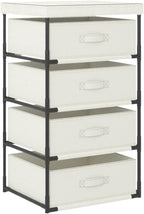 4 Tier Storage Organizer with Removable Fabric Baskets, Cream Steel Frame Shelving Unit for Bedroom Closet Organization, Home Office Storage Solution