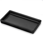 Luxspire Bathroom Vanity Tray, Mini Soap Dispenser, Small Ceramic Perfume and Jewelry Dish, Trinket Holder, Rectangle Candle Tray, Bath Organizer Kitchen Sink Narrow Soap Dish, Black