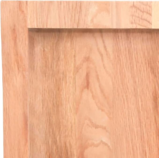 vidaXL Light Brown Bathroom Countertop - Solid Oak Wood with Varnish Finish, Handmade with Live Edge, Versatile Use & Durable Construction(31.5"x15.7"x(0.8"-2.4"))