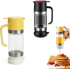 2Pcs Honey Dispenser No Drip,12OZ Glass Honey Jar with Handle,Syrup Dispenser for Coffee or Tea,Mess Free Honey-Dispenser for Maple Syrup, Honey-Container (Green+Black)