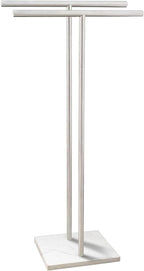 40.3 Inch Standing Towel Rack Bath Sheet Holder with Marble Design Base for Bathroom Floor 2 Tier Towel Holder Stand 304 Stainless Steel Brushed Nickel(Same Height)