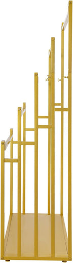 Scarf Organizer, 5-Tier Metal Scarf Display Stand with Wheels, Freestanding Scarf Display Rack, Retail Store Towel Rack, Ties Belt Pants Hanging Rack, for Boutique Display, Home (Gold-5 Rods)
