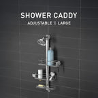 simplehuman Adjustable and Extendable Shower Caddy Large, Stainless Steel and Anodized Aluminum