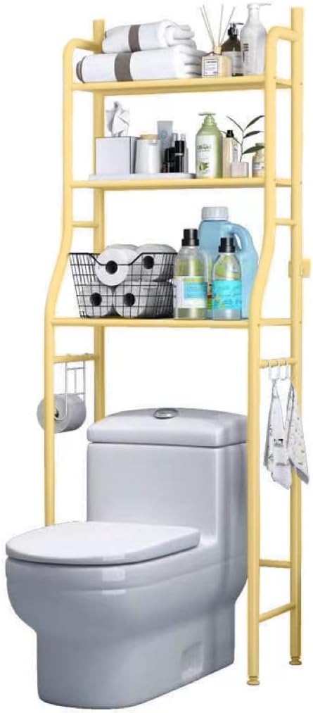 3-Shelf Bathroom Organizer Over The Toilet, Bathroom Spacesaver（Rose Gold） (Rose Gold)